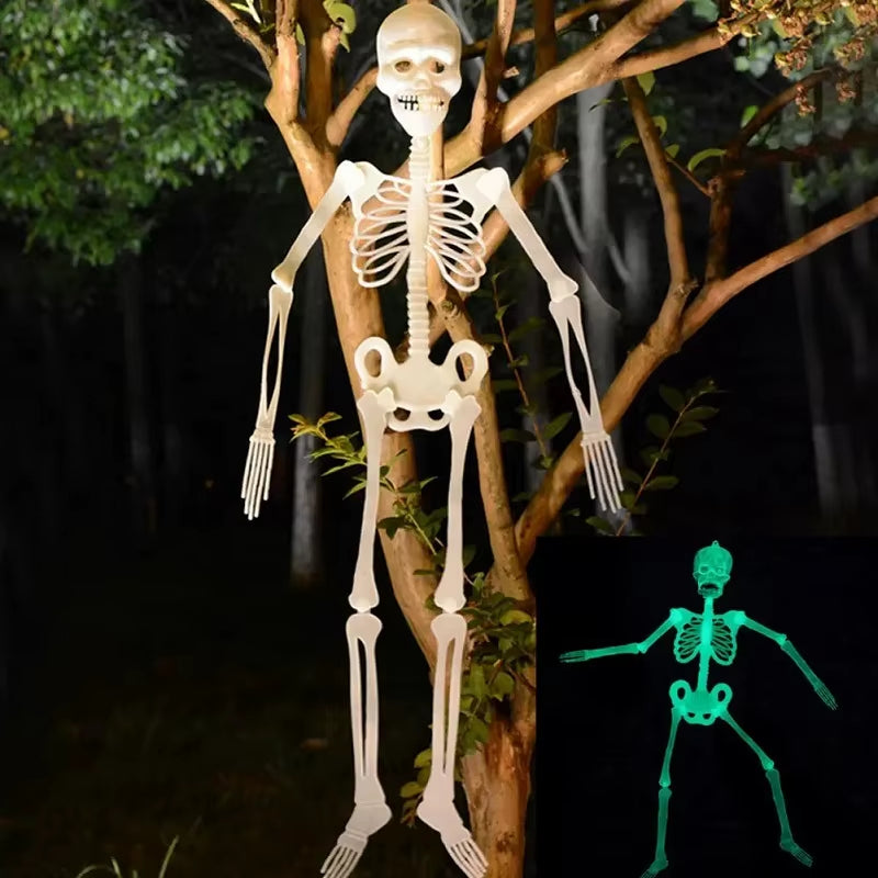 Scary Halloween Decoration Halloween Props Luminous Hanging Decoration Outdoor Party Horror Luminous Movable Skull Skeleton
