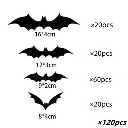 60Pcs 3D Waterproof Black Bats Wall Decor Halloween Decor