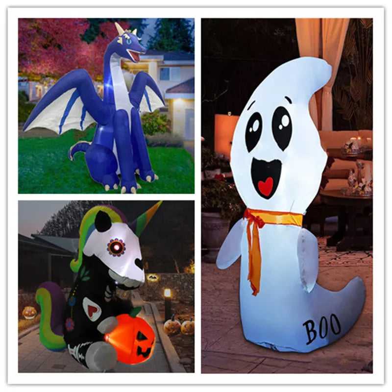 Halloween Inflatable Decoration Courtyard Prop Built-In LED Lights Inflatable Model Outdoor Ornament Party New Year Garden Decor
