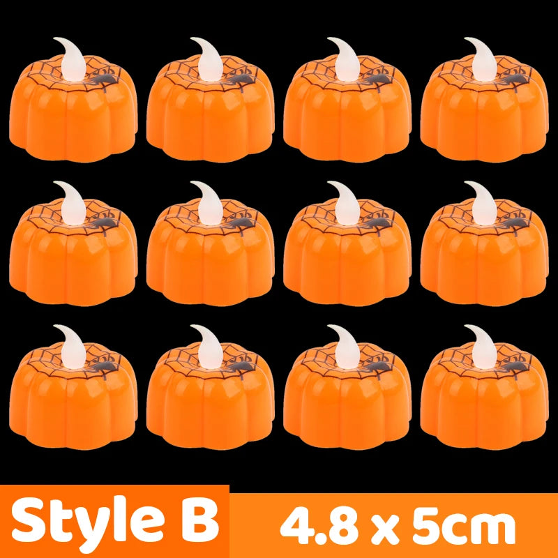 24/1Pcs LED Halloween Pumpkin Candle Lights with Battery Flameless Electronic Candles Lamps for Halloween Party Decor Lighting