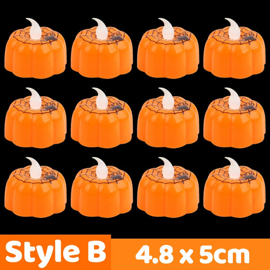 24/1Pcs LED Halloween Pumpkin Candle Lights with Battery Flameless Electronic Candles Lamps for Halloween Party Decor Lighting