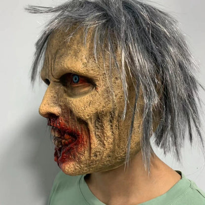Realistic Scary Latex Zombie Mask for Halloween Horror, Carnival Party Costume - Full Head Prop (Adult/Elderly Woman Design)