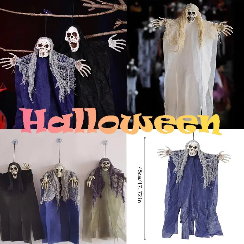 New Halloween Ghost Hanging Haunted House Bar Decoration Props Terrifying Funny Faces Skull Hanging Ghost Pendant for Halloween