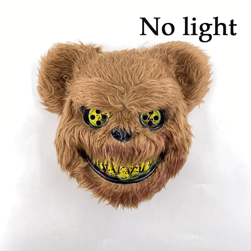LED Bloody Rabbit Mask Horror Dance Masquerade Cosplay Decoration Cool Glowing Killer Rabbit Mask Scary Bloody Bear Mask for Men