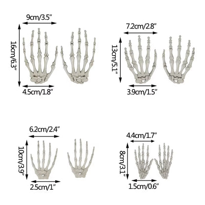 2Pcs Halloween Realistic Life Size Skeleton Hands Plastic Fake Human Hand Bone Zombie Party Terror Scary Props Halloween Decor
