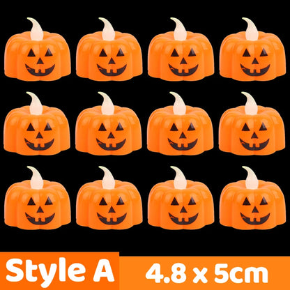 24/1Pcs LED Halloween Pumpkin Candle Lights with Battery Flameless Electronic Candles Lamps for Halloween Party Decor Lighting