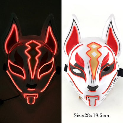 New Arrival LED Luminous Cosplay Anime Mask Neon Light up Fox Mask Halloween Party Mask Carnival Party Led Mask