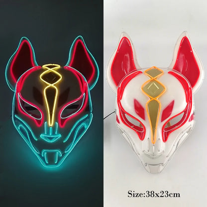 New Arrival LED Luminous Cosplay Anime Mask Neon Light up Fox Mask Halloween Party Mask Carnival Party Led Mask