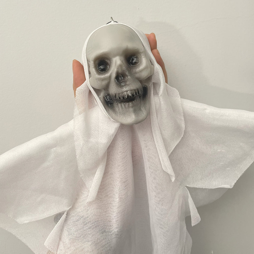 Set of 2 Set of 2 Hanging Skull Ghost Decorations – Creepy Skeleton Ornaments for Halloween Indoor & Outdoor DisplaysHalloween Hanging Skull Skeleton Ghost Ornaments - Haunted Home and Outdoor Decorations