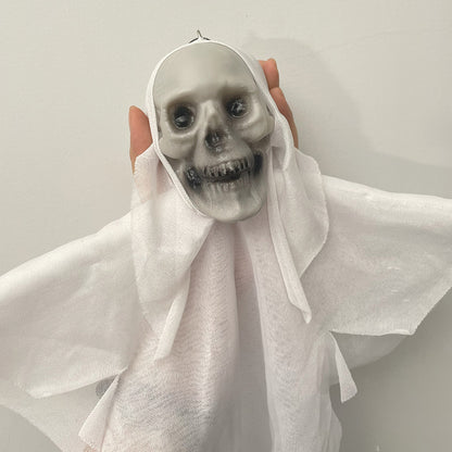 Set of 2 Set of 2 Hanging Skull Ghost Decorations – Creepy Skeleton Ornaments for Halloween Indoor & Outdoor DisplaysHalloween Hanging Skull Skeleton Ghost Ornaments - Haunted Home and Outdoor Decorations