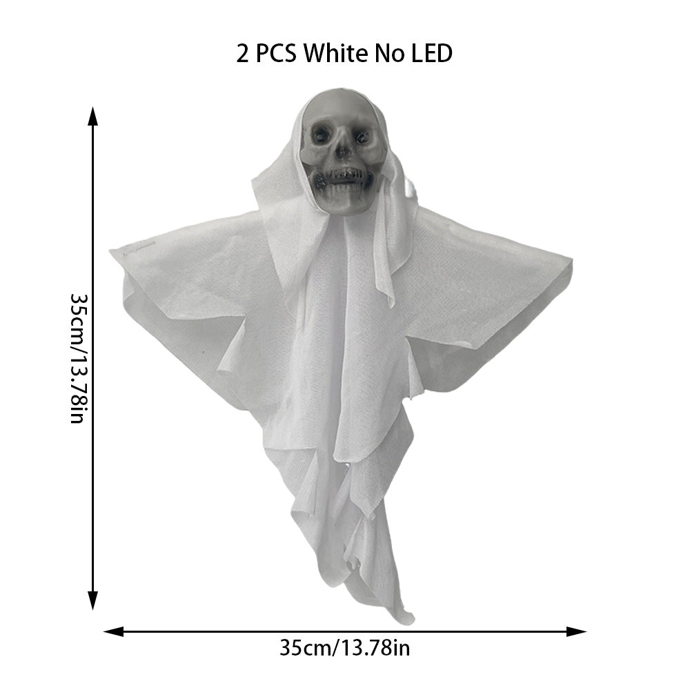Set of 2 Set of 2 Hanging Skull Ghost Decorations – Creepy Skeleton Ornaments for Halloween Indoor & Outdoor DisplaysHalloween Hanging Skull Skeleton Ghost Ornaments - Haunted Home and Outdoor Decorations
