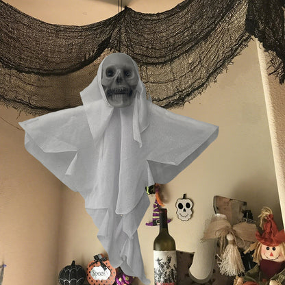 Set of 2 Set of 2 Hanging Skull Ghost Decorations – Creepy Skeleton Ornaments for Halloween Indoor & Outdoor DisplaysHalloween Hanging Skull Skeleton Ghost Ornaments - Haunted Home and Outdoor Decorations