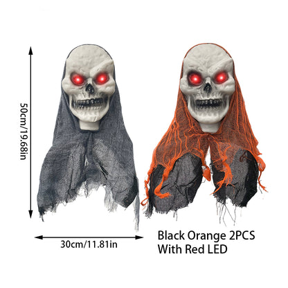 Set of 2 Set of 2 Hanging Skull Ghost Decorations – Creepy Skeleton Ornaments for Halloween Indoor & Outdoor DisplaysHalloween Hanging Skull Skeleton Ghost Ornaments - Haunted Home and Outdoor Decorations