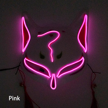 New Arrival LED Luminous Cosplay Anime Mask Neon Light up Fox Mask Halloween Party Mask Carnival Party Led Mask