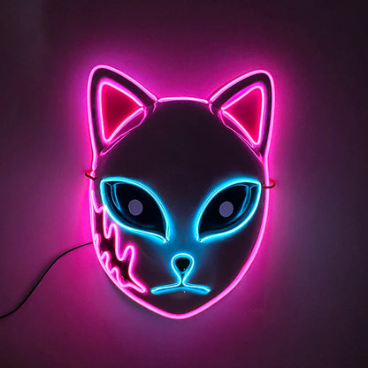 New Arrival LED Luminous Cosplay Anime Mask Neon Light up Fox Mask Halloween Party Mask Carnival Party Led Mask