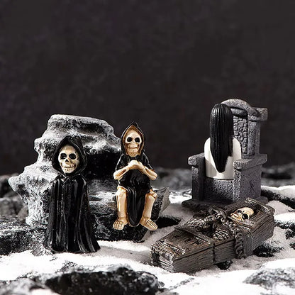 Halloween Small Ornament Skull Mummy Resurrection Ghost Festival Horror Resin Ornament Home Desktop Creative Decoration Supplies