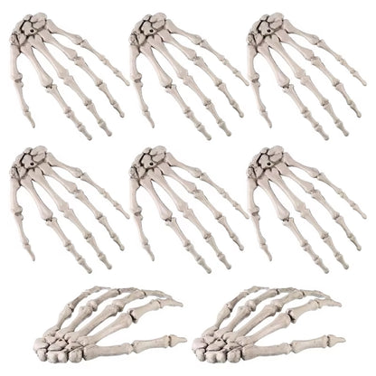 2Pcs Halloween Realistic Life Size Skeleton Hands Plastic Fake Human Hand Bone Zombie Party Terror Scary Props Halloween Decor