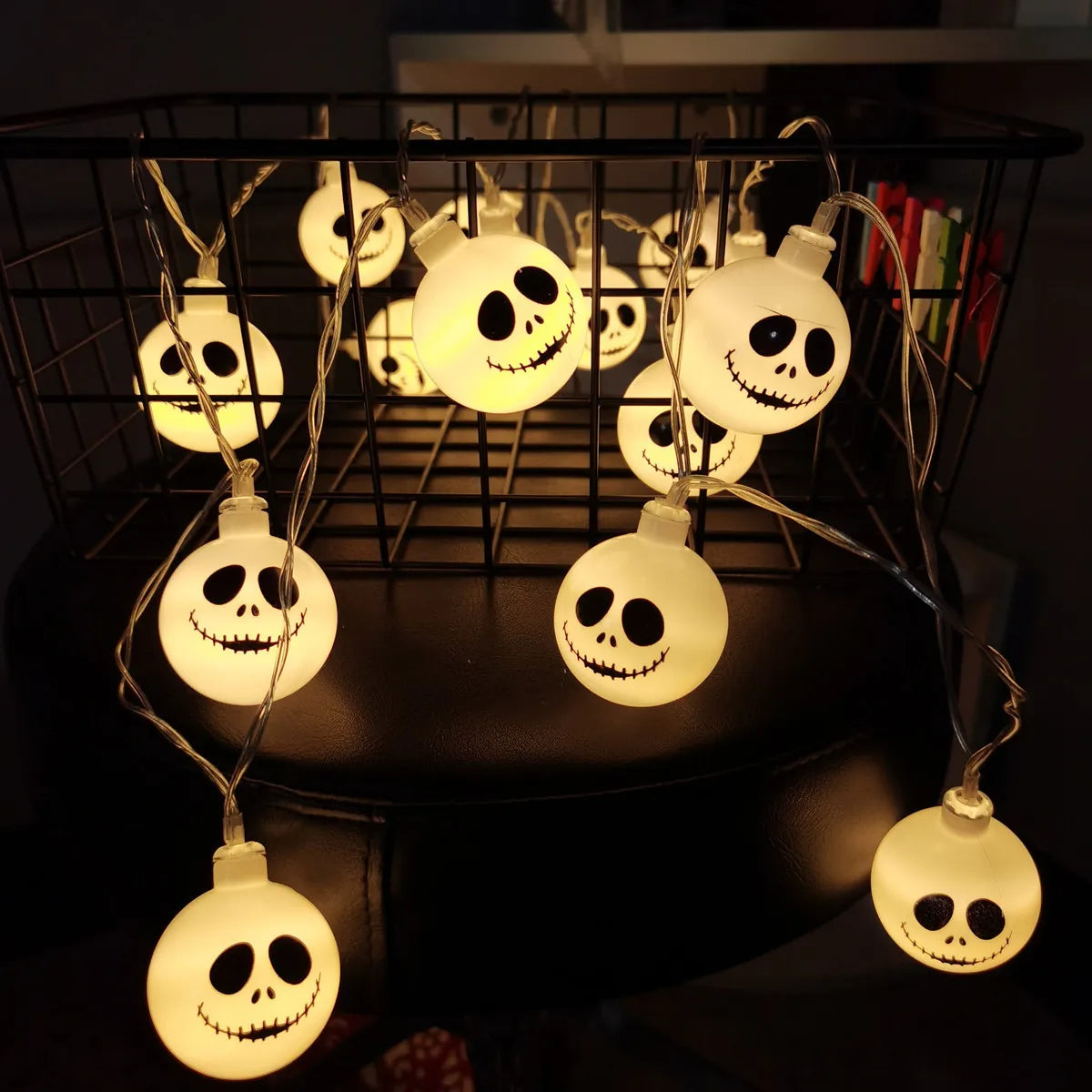 6M 40 LEDS Halloween Ghost String Lights LED Spooky Specter Fairy Lights Ghosts Battery Operated Party Indoor Decor 830