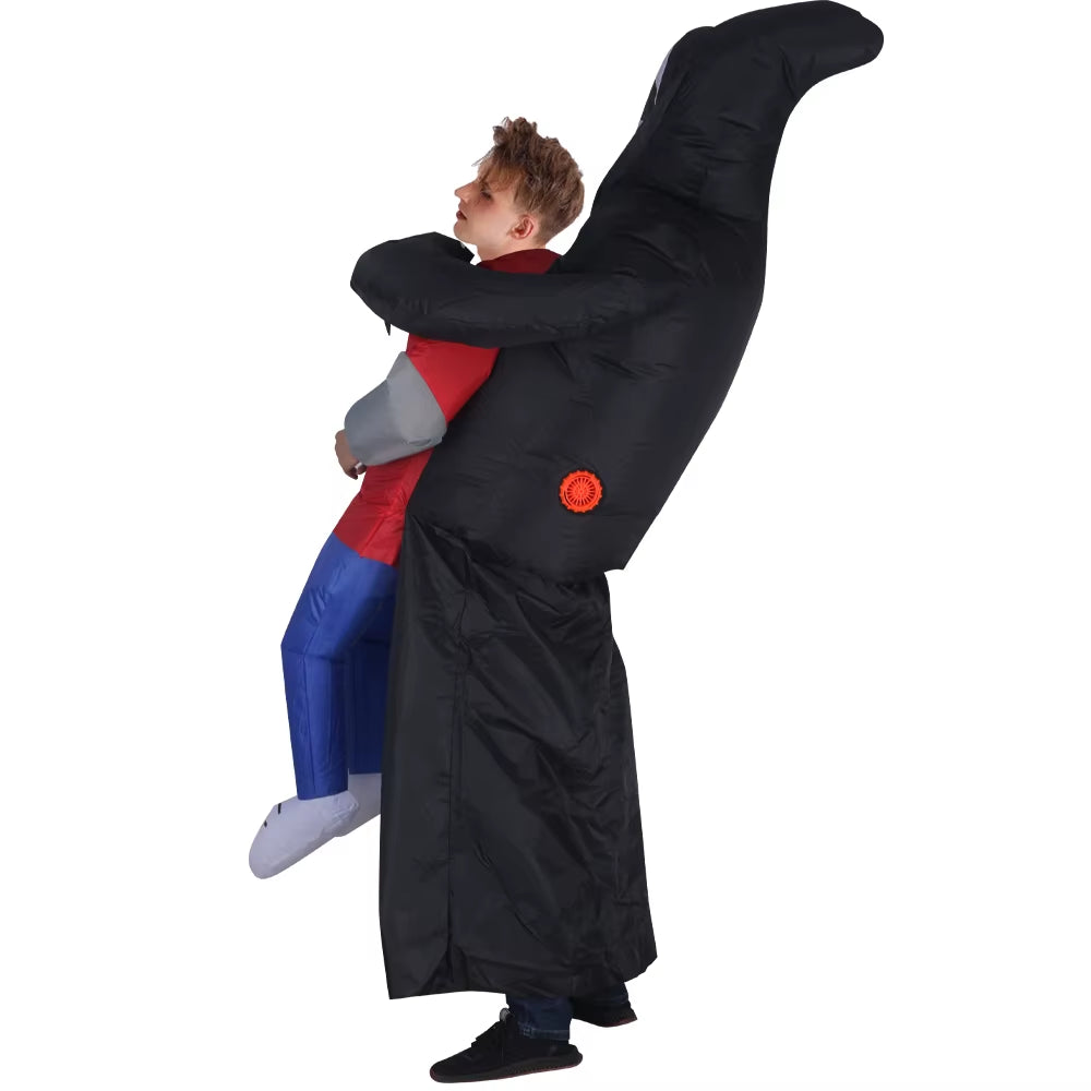 Adult Funny Inflatable Black Robe Mask Ghost Costume Props Halloween Day of the Dead Carnival Party Masquerade Cosplay
