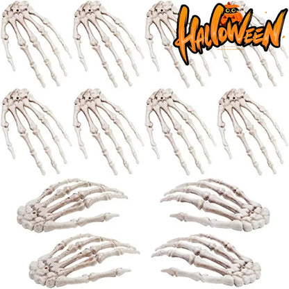 1-6Pair Halloween Skeleton Hand Scary Realistic Hand Bone Skull Decors Party Haunted House Halloween Terror Decoration Props