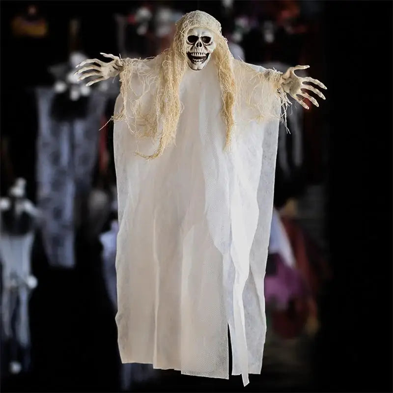 New Halloween Ghost Hanging Haunted House Bar Decoration Props Terrifying Funny Faces Skull Hanging Ghost Pendant for Halloween