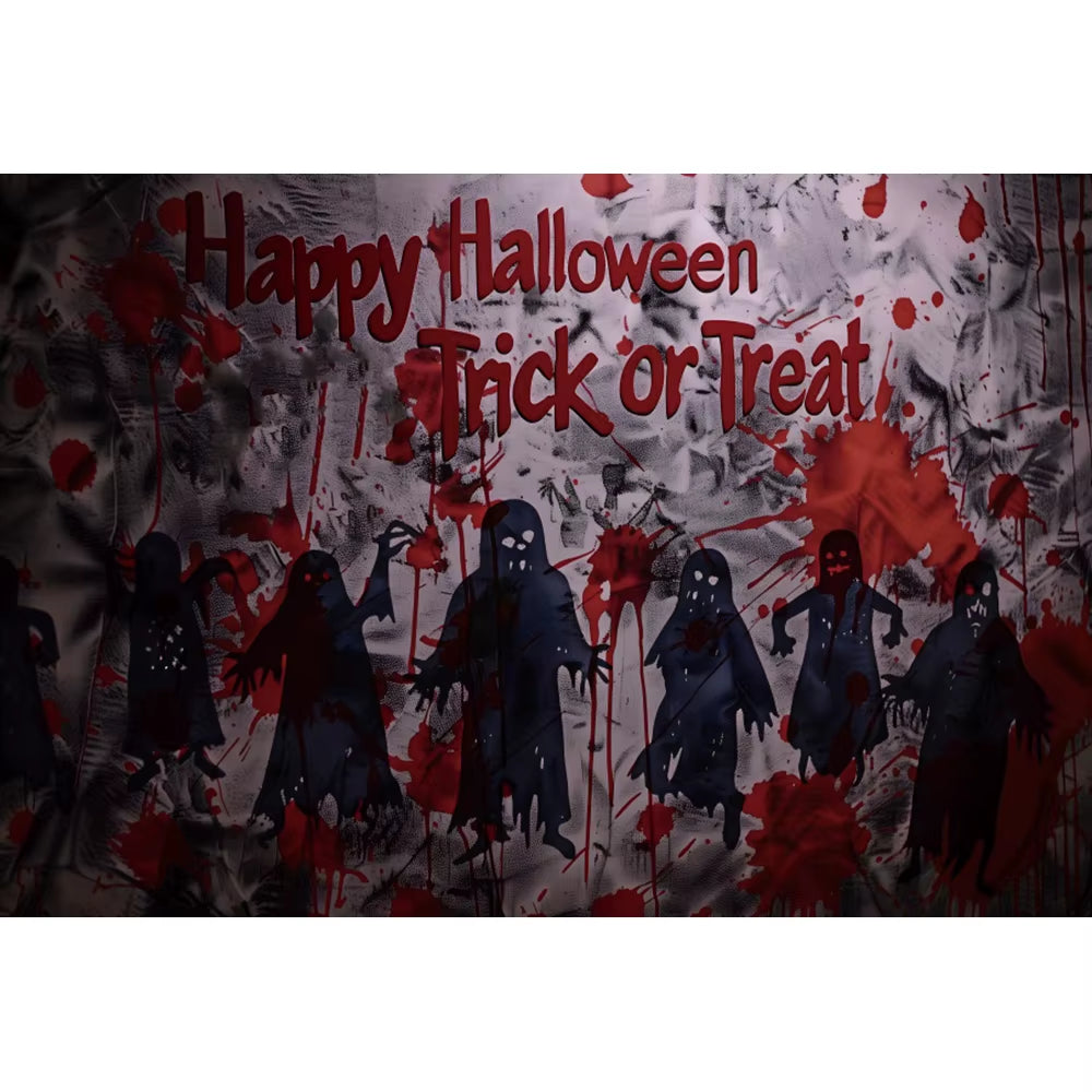 Happy Halloween Photography Backdrop Horror Ghost Trick or Treat Scary Bloody Handprint Kids Portrait Photographic Backgrounds