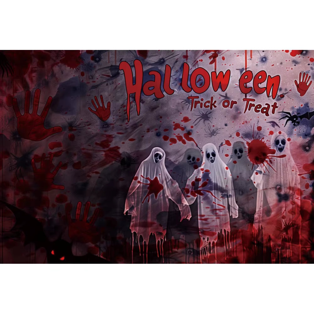 Happy Halloween Photography Backdrop Horror Ghost Trick or Treat Scary Bloody Handprint Kids Portrait Photographic Backgrounds