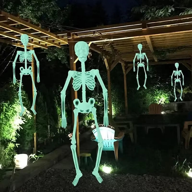 Scary Halloween Decoration Halloween Props Luminous Hanging Decoration Outdoor Party Horror Luminous Movable Skull Skeleton