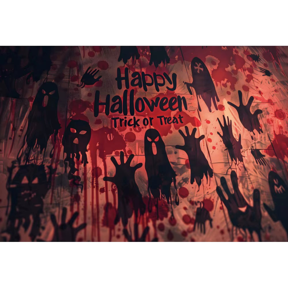Happy Halloween Photography Backdrop Horror Ghost Trick or Treat Scary Bloody Handprint Kids Portrait Photographic Backgrounds