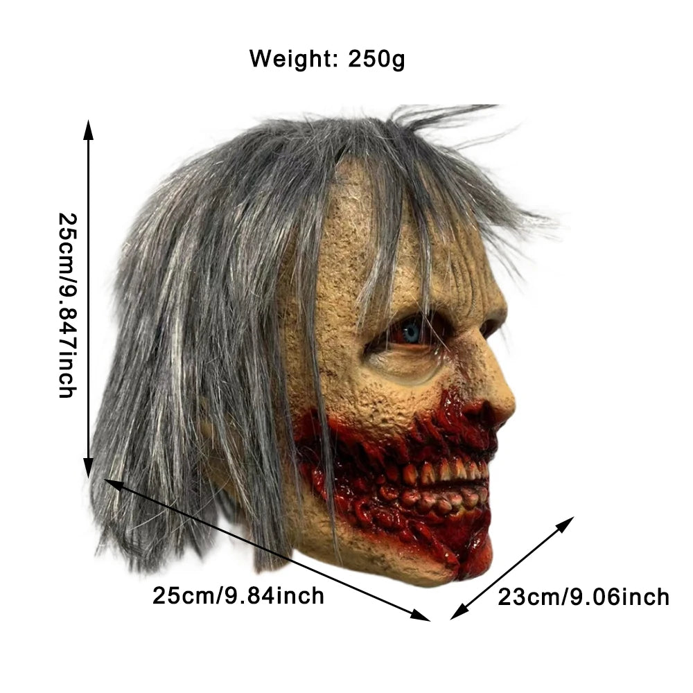Realistic Scary Latex Zombie Mask for Halloween Horror, Carnival Party Costume - Full Head Prop (Adult/Elderly Woman Design)