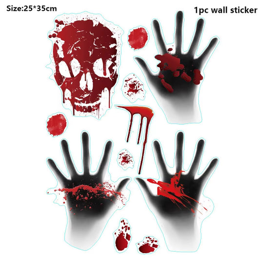 Halloween Decors Halloween Bloody Footprints Window Sticker Hallowmas Horror Handprint Bloodstain Zombie Restroom Decals Decors